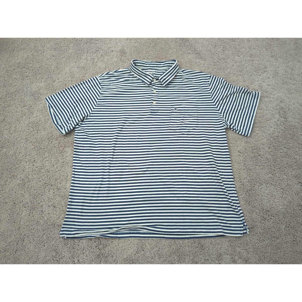 Crown‎ & Ivy Polo Shirt Mens XXL Striped Short Sleeve Blue White